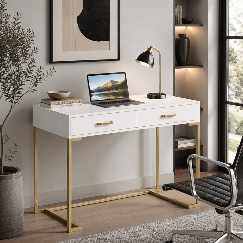 Bureau d'ordinateur de 99 cm avec tiroirs, bureau d'écriture moderne, bureau d'étude