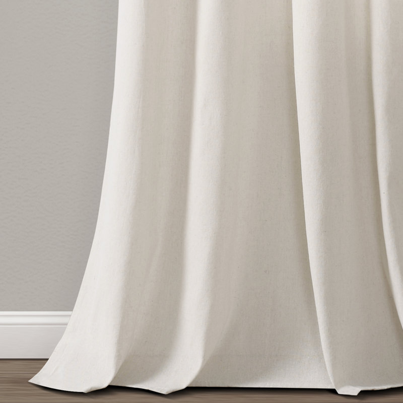 Cotton Blend Sheer Curtain Pair, Navy/Off White