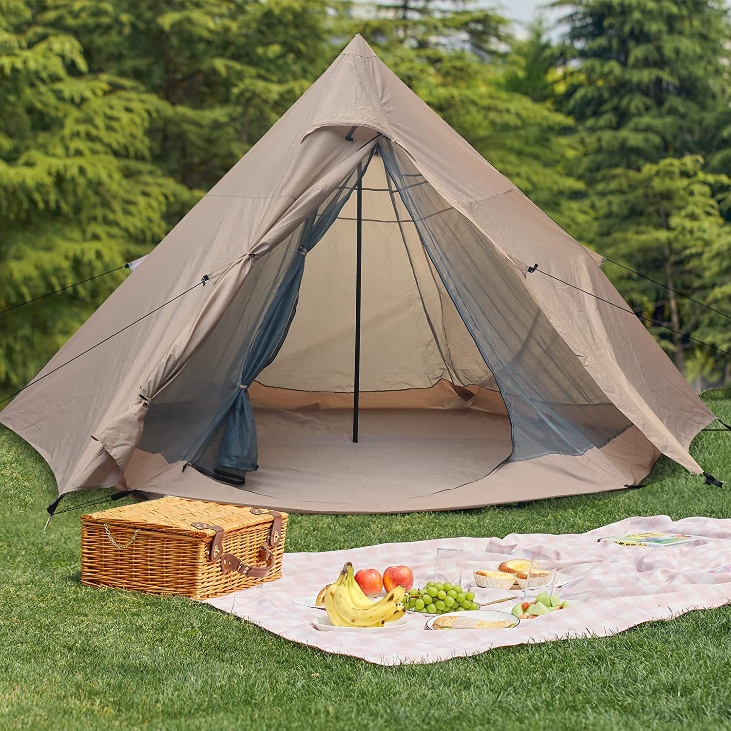 REDCAMP 4 person Canvas Camping Tent with Carrying Bag | Wayfair