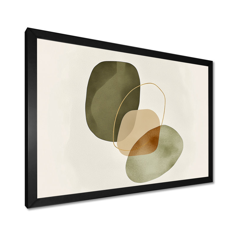 Formes abstraites dans des tons verts et bruns - art mural moderne Mid-Century pour le salon, impression sur toile moderne de style Mid-Century vert
