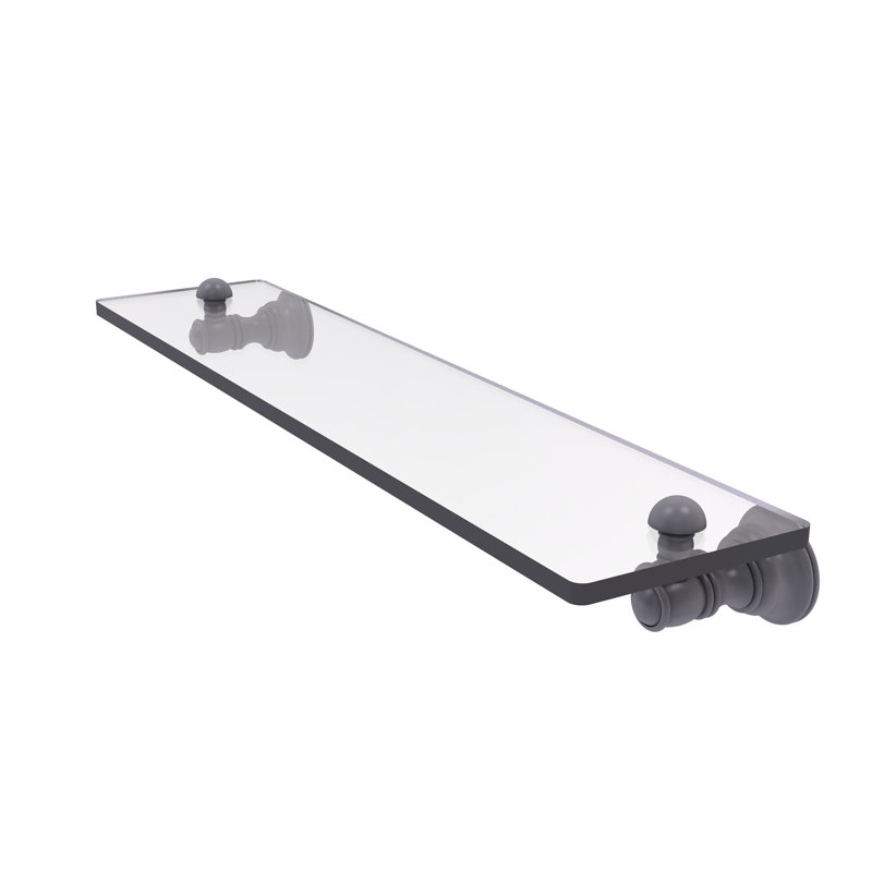 Freyja Glass Accent Shelf with Towel Bar, 2.4" H x 22" W x 5.54" D, Matte Gray