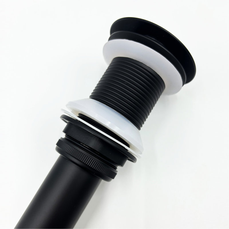 Robinet de lavabo de salle de bain en acier inoxydable avec bec cascade et bonde escamotable, couleur noir mat pour une fiabilité de fabrication contemporaine