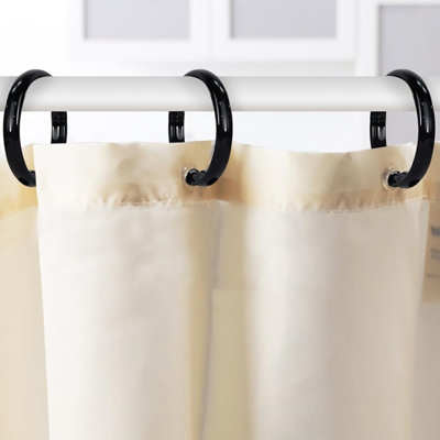 Paquet de 12 anneaux de rideau de douche en plastique durable avec fermeture à pression, crochets de salle de bain faciles à installer et antirouille