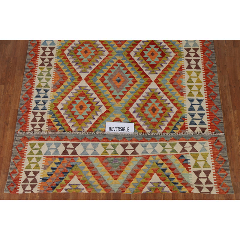 Multolor Kilim Reversible Wool Rug 6x8