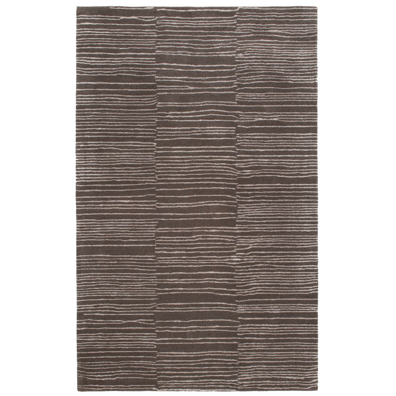 Tapis gris en laine touffeté à la main Striae, Rectangle 3 pi x 5 pi