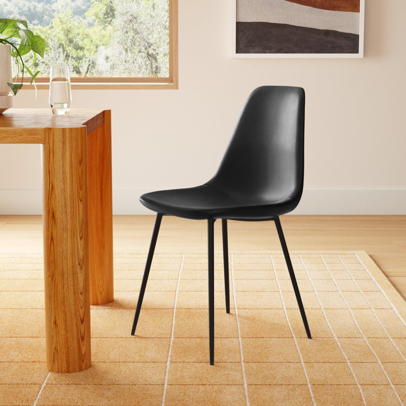 Kody Vegan Leather Side Chair, Midnight Black Vegan Leather