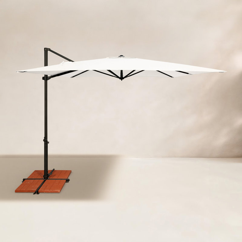 Cora 8.6' Square Cantilever Umbrella, White, Black
