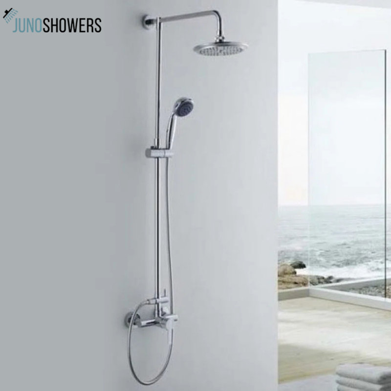 Brushed nickel shower valve with thermostatic temperature control and anti-scald protection