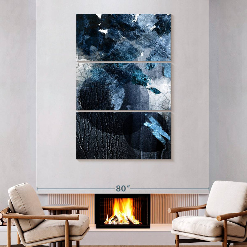 Bleu marine abstrait Avery, H 74 po x l 48 po