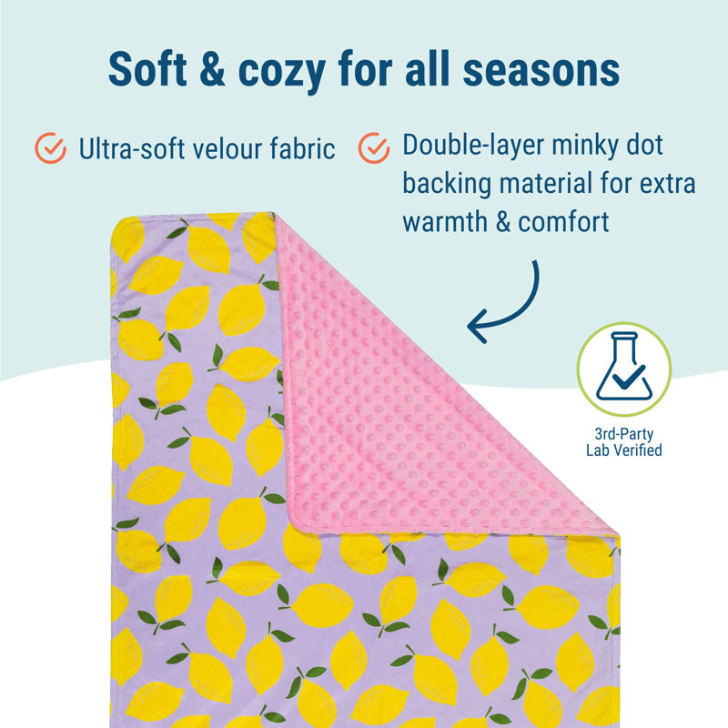 Wildkin Plush Baby Blanket – Soft & Cozy Comfort, Ideal for Toddlers, Travel & Daycare - Lilac Lemonade, Lilac Lemonade