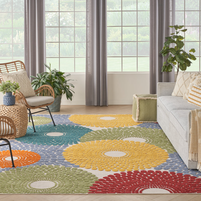 Alastaire Geometric Multicolor Indoor/Outdoor Area Rug, Rectangle 7' x 10'