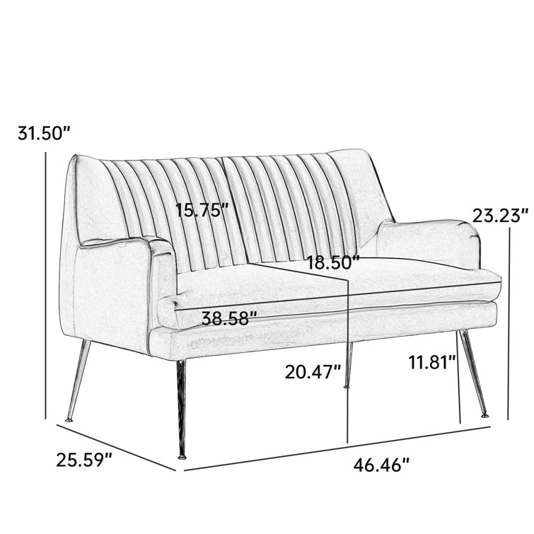 Vootele 2 - Piece Modern Velvet Upholstered Living Room Set with Metal Legs