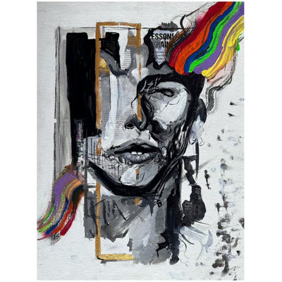 Art abstrait d'un homme de fer | Mélange de clous en acrylique | Par Sambedna