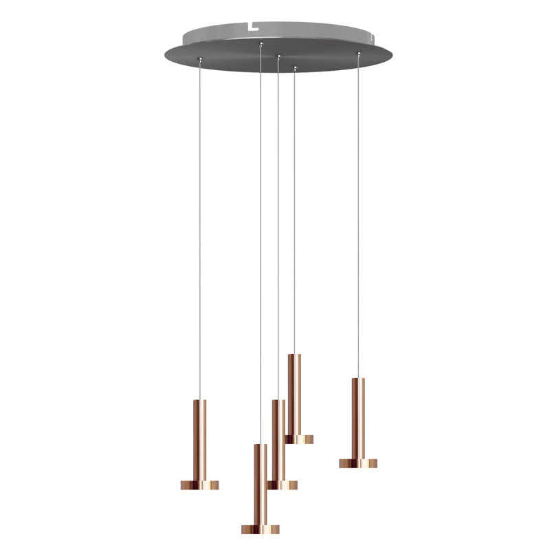 Luminaire suspendu cylindrique à 5 lumières Netice, Cuivre