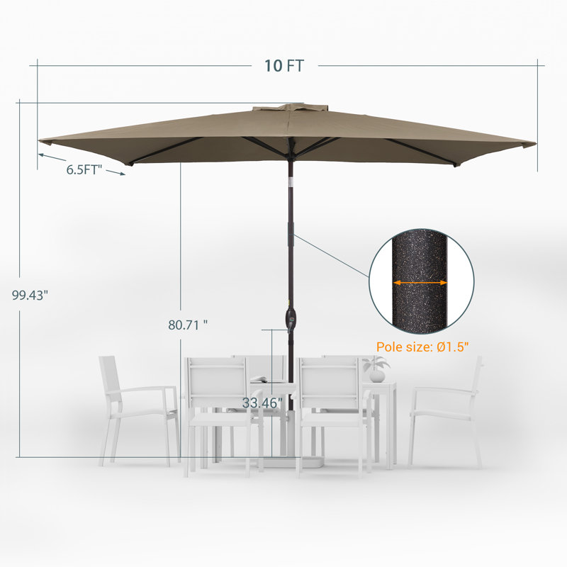 Parasol de marché rectangulaire 120 po x 78 po Donyea, Taupe