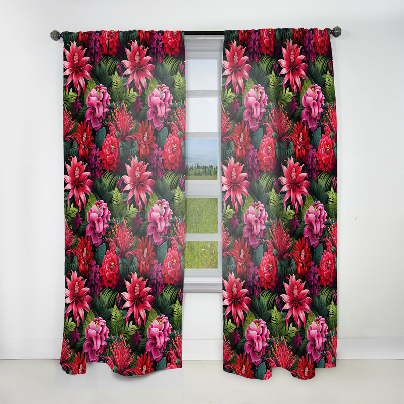 Motif floral exotique exotique - Rideau floral - Rideau floral obscurcissant - 1 panneau, L 52 po x L 90 po