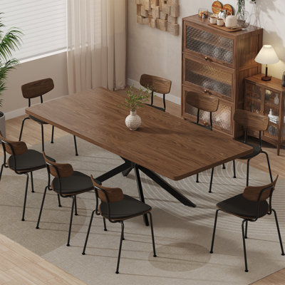 55.11-70.8 Inch Extendable( With Rotating Extension Leaves) Rectangle Dining Table For 6-8 People