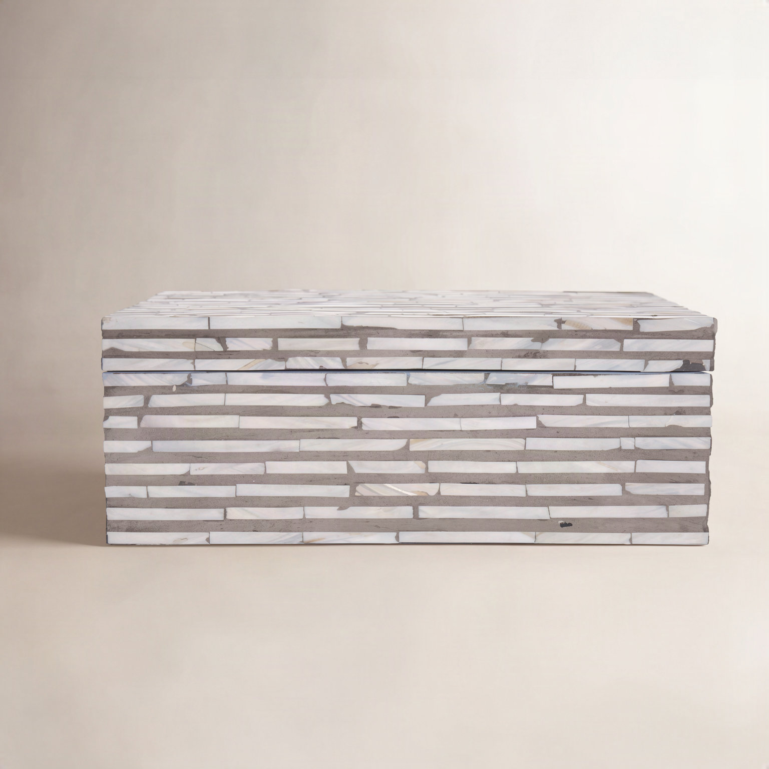 Omega Mother of Pearl Box, 5" H x 14"W x 8" D
