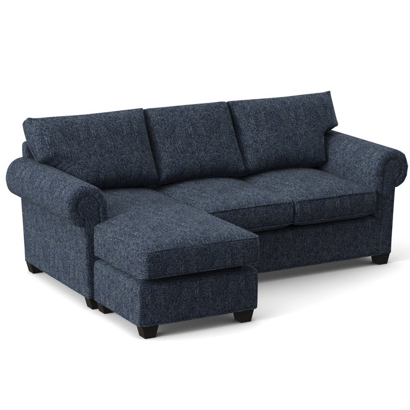 Charlotte 86" Wide Reversible Sleeper Sofa & Chaise with Ottoman, Innerspring, Connelly Blue Jay