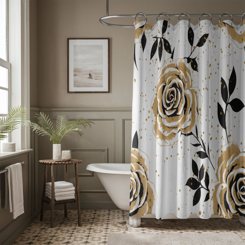 Rideau de douche Gold Bloom - Premium, H 74 po x l 71 po