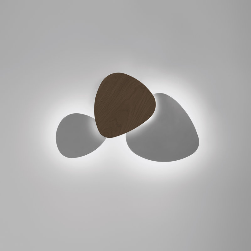 Tria Set 3 LED Dimmable Wall Light, White Satin Lacquer, White Satin Lacquer/Natural Oak