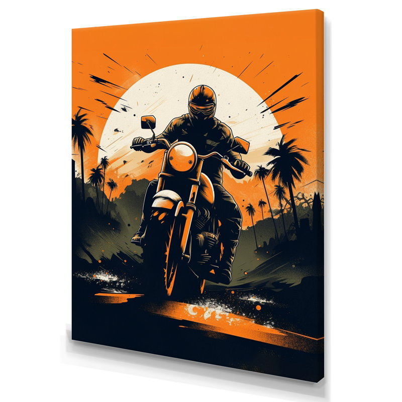 «Moto Roaring Down The Boulevard II», art mural sur toile, L 12 po x H 20 po, Toile tendue