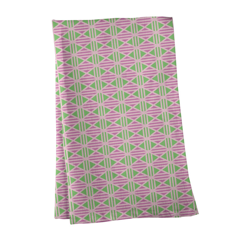 Serviette de thé à losanges doublés Mcguigan, Polyester sergé, Rose / Vert
