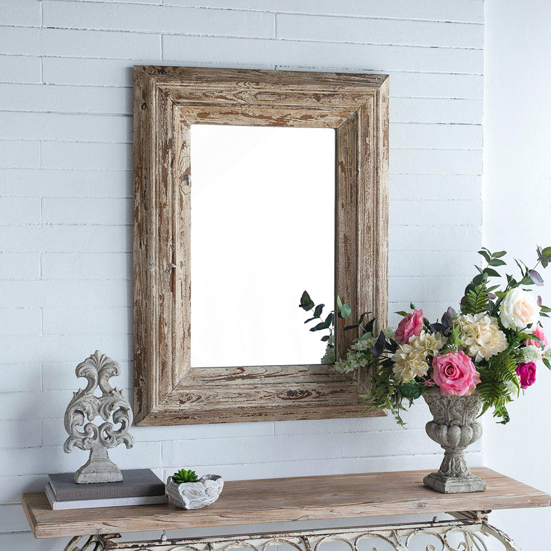 Wood Frame Horizontal and Vertical Rectangle Mirror