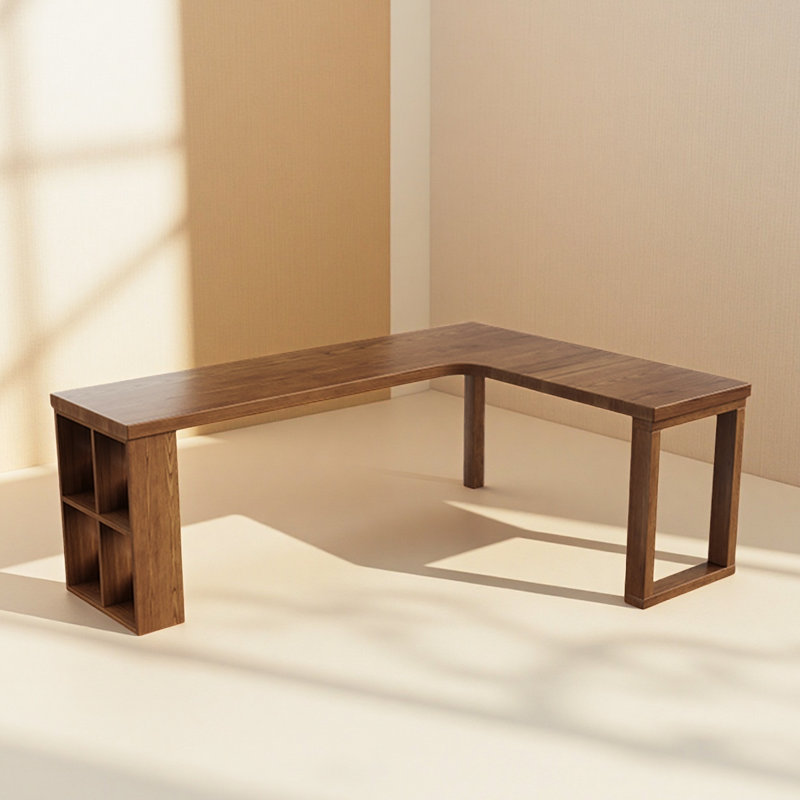 L-Shaped Solid Wood Solid Wood Writing Desk, 29.53"H x 62.99"W x 47.24"D