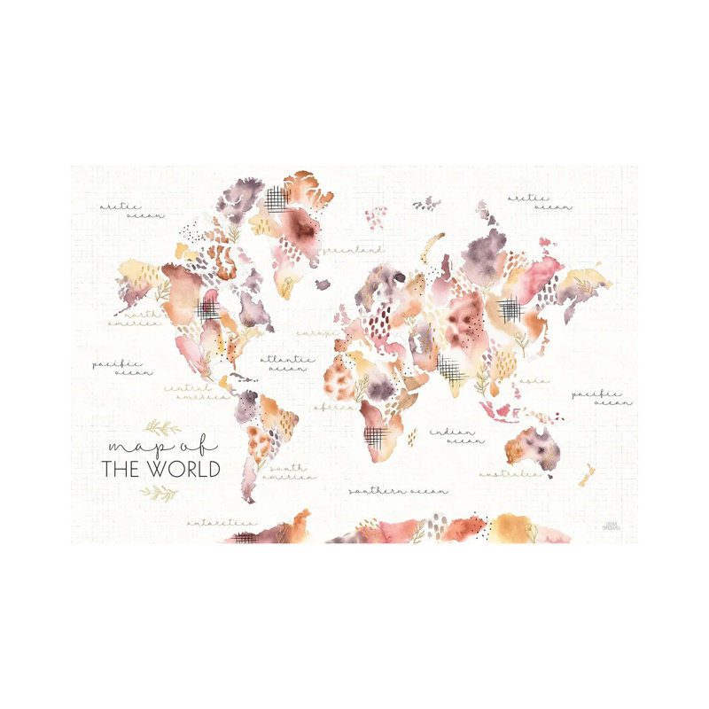 Desert Blooms Map by Laura Marshall - Wrapped Canvas Painting, 20.32 cm H x 30.48 cm W