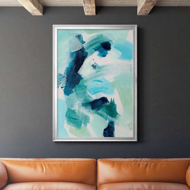 «Teal Composition I», reproduction encadrée de qualité supérieure, prête à être accrochée, H 42,5 po x l 30,5 po x P 1 po