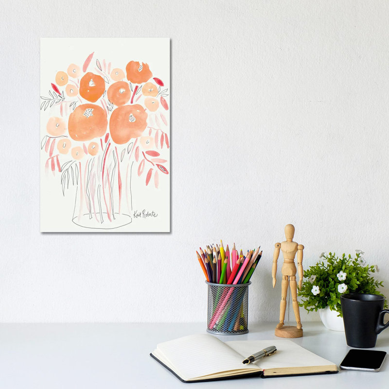Guava Blooms And Bubblegum Leaves by Kait Roberts - Wrapped Canvas Painting, 20.32 cm H x 30.48 cm W