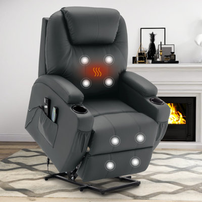 KORSER Power Lift Recliners, Recliner Chair With Heat And Massage For Elderly ,Electric Lift Recliner With Side Pockets And 2 Cup Holders