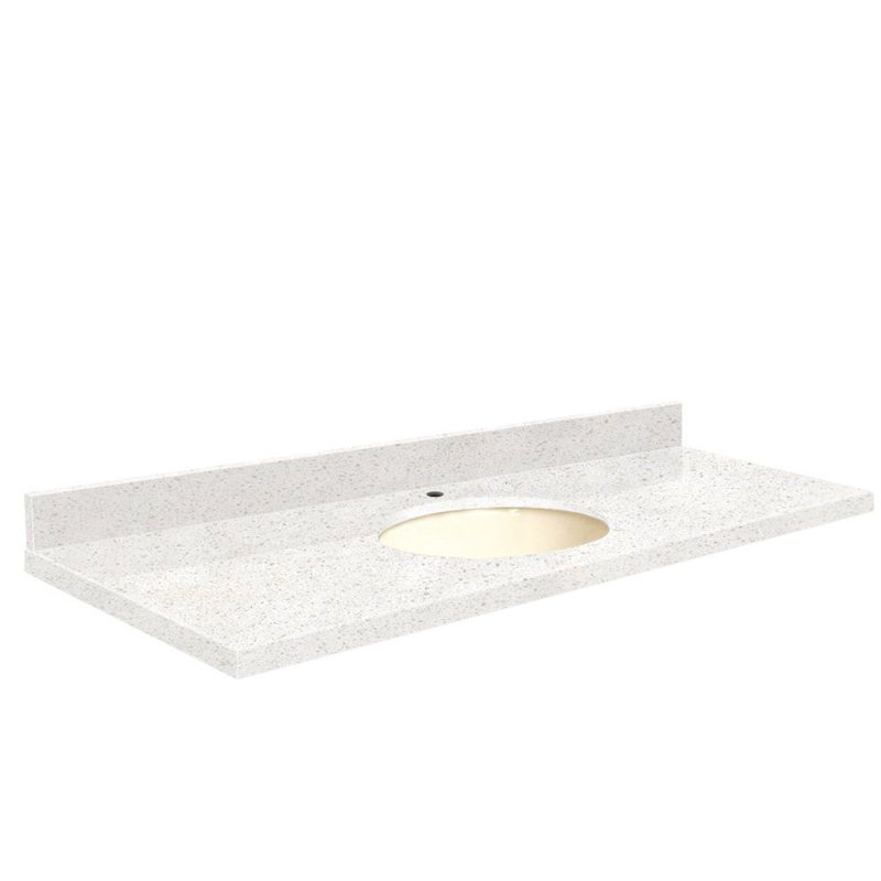 Dessus de salle de bain simple 61 po meuble-lavabo, Monotrou, Biscuit, Plaisir amande