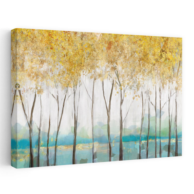 Molto paysage abstrait arbre nature peinture automne art contemporain, H 48 po x l 32 po