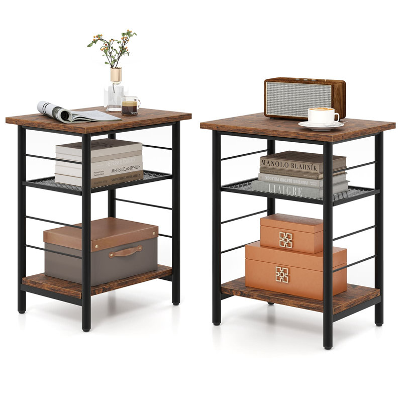 38cm W Metal Bedside Table
