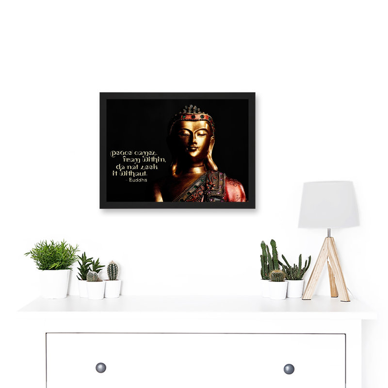 Peace Comes From Within Buddha Statue Uplifting Quote - Single Picture Frame Print