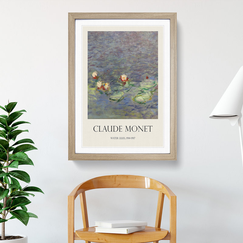 Water Lilies Lily Pond Vol.38 by Claude Monet - Picture Frame Art Prints, 48cm H x 36cm W x 2cm D, Oak Framed