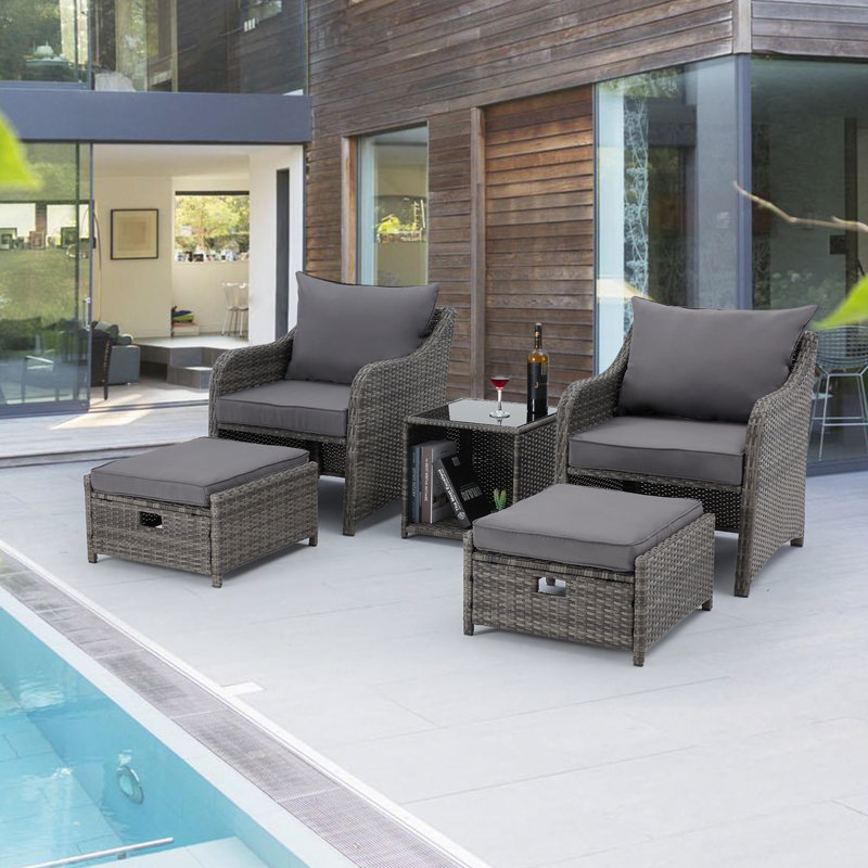 4 - Person Patio Conversation Sets with Cushions, Grey/Grey