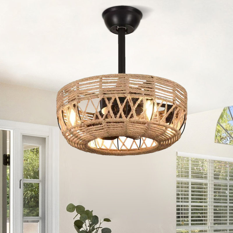 18'' Castagnier 8 - Blade Caged Ceiling Fan with Remote Control and Light Kit Included