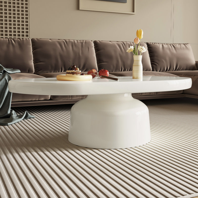 Table basse ovale blanc crème