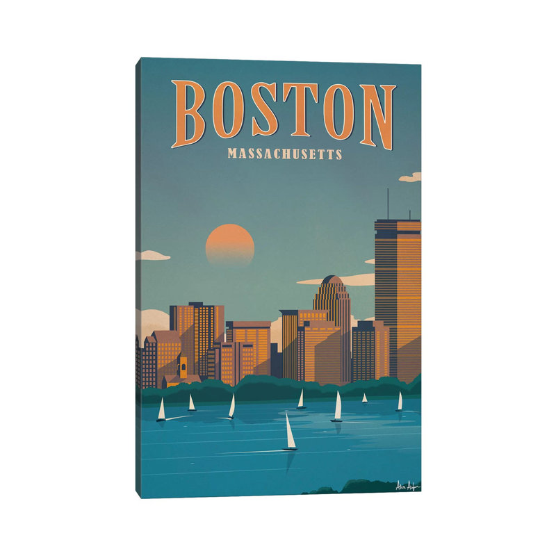 «Boston» par IdeaStorm Studios - reproduction d'art graphique à cadre flottant, Toile tendue, H 48 po x l 32 po x P 1,5 po
