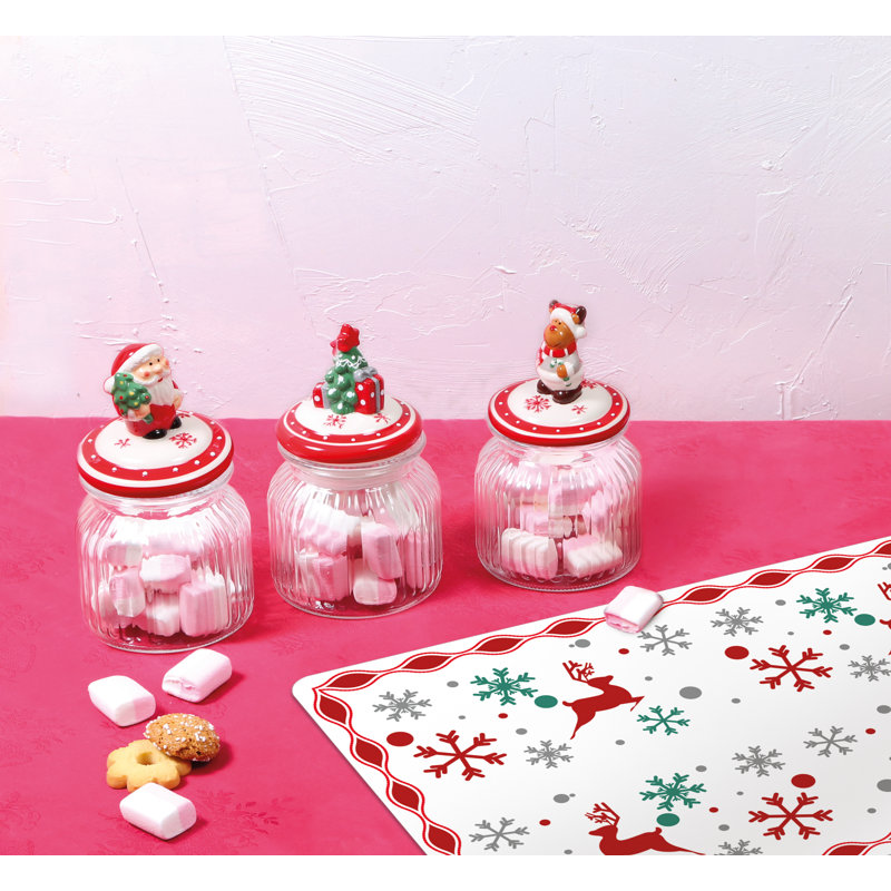 Xmas Glass Kitchen Canisters & Storage - Set of 3