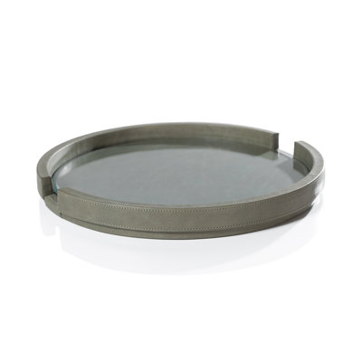 Plateau de service en cuir avec insert en verre Ruvo