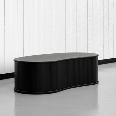 Ripple Coffee Table Modern Oval Wooden Centre Table with Vertical Groove Design, Stylish Living Room Decor, Contemporary Minimalist Style for Home and Office, Effortless Assembly