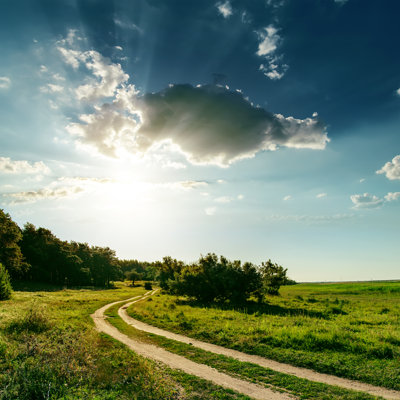 " Dirty Road And Sunset "