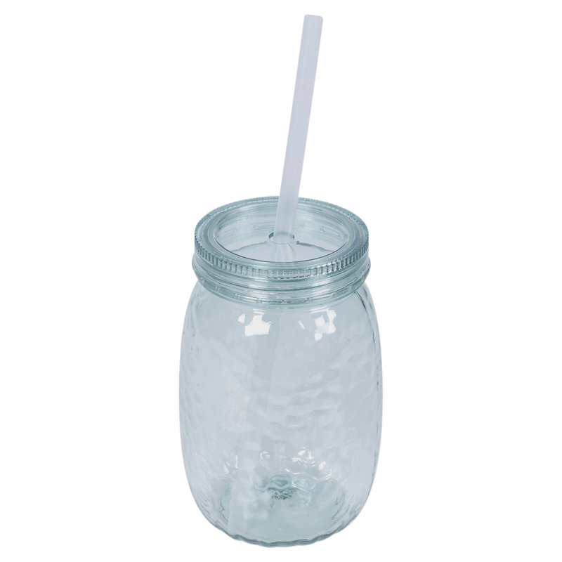 6 X Drinking Glass With Straw