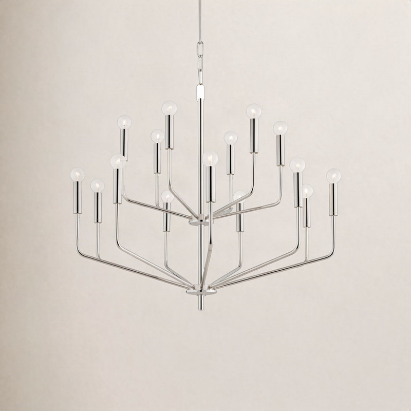 15-Light Chandelier,  Polished Nickel