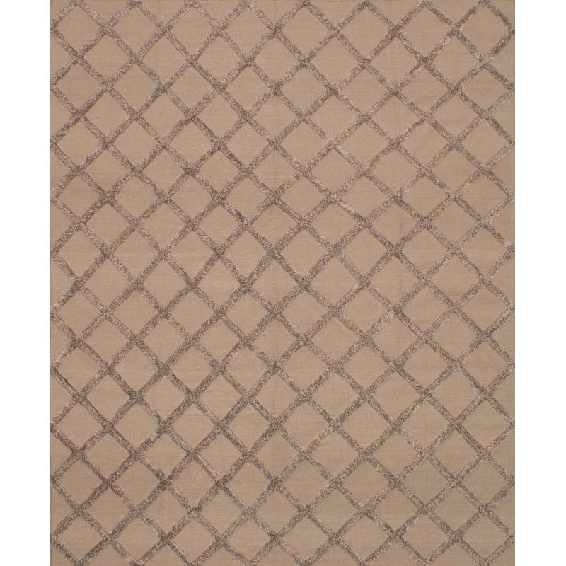 Tapis brun en soie à motif géométrique Bonefield, 8 pi x 10 pi