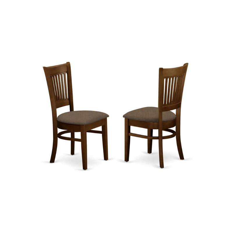Vancouver Kitchen Dining Chairs - Linen Fabric Wooden Chairs, Set of 2, Espresso, Espresso